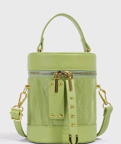 Women’s Green Bucket Bag with Chain Strap