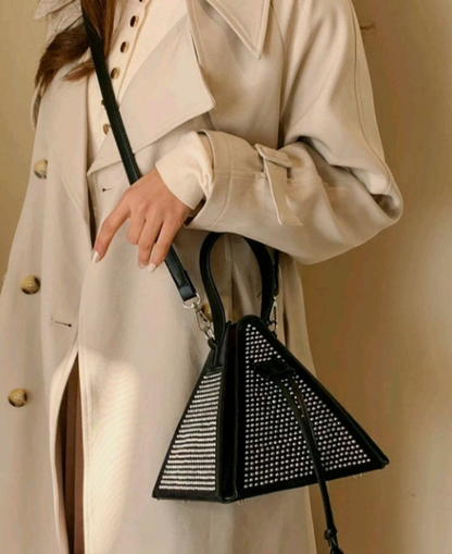 Women’s Rhinestone Pyramid Handbag – Black