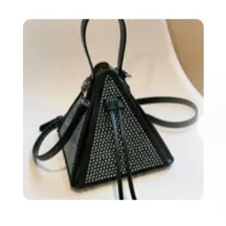 Women’s Rhinestone Pyramid Handbag – Black