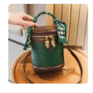Women’s Colorblock Bucket Bag with Scarf Handle