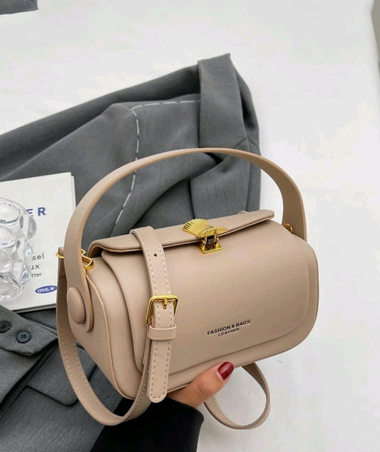 Women’s Khaki Barrel Crossbody Bag with Top Handle