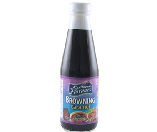 Bottle of Karibean Flavours Browning Caramel on a white background